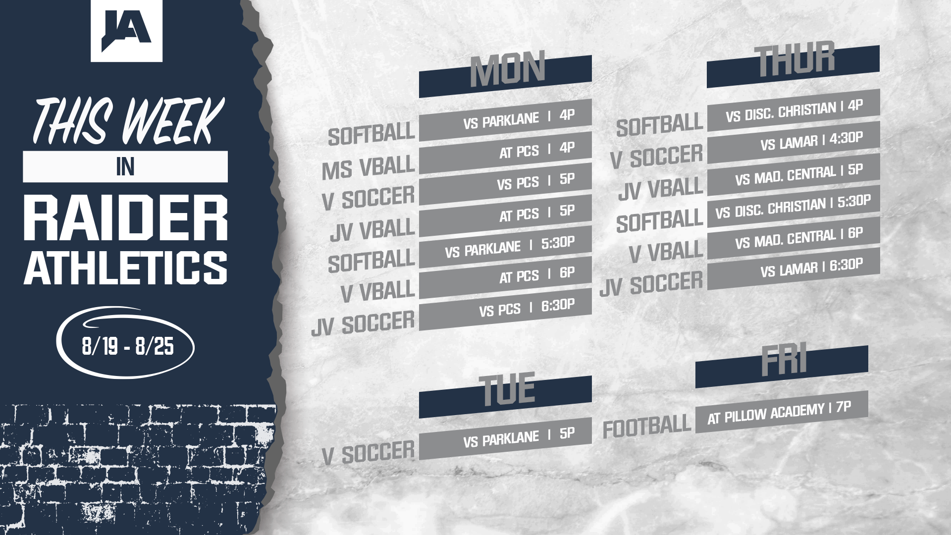 This Week in JA Athletics