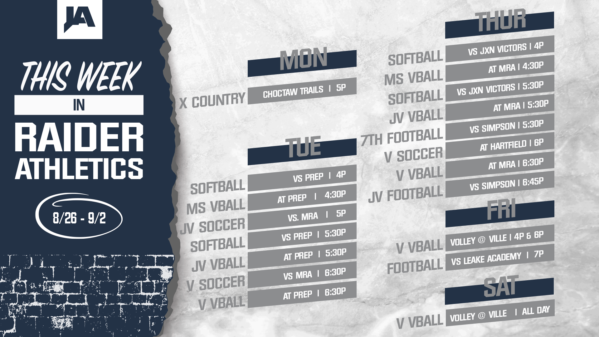 This Week in JA Athletics