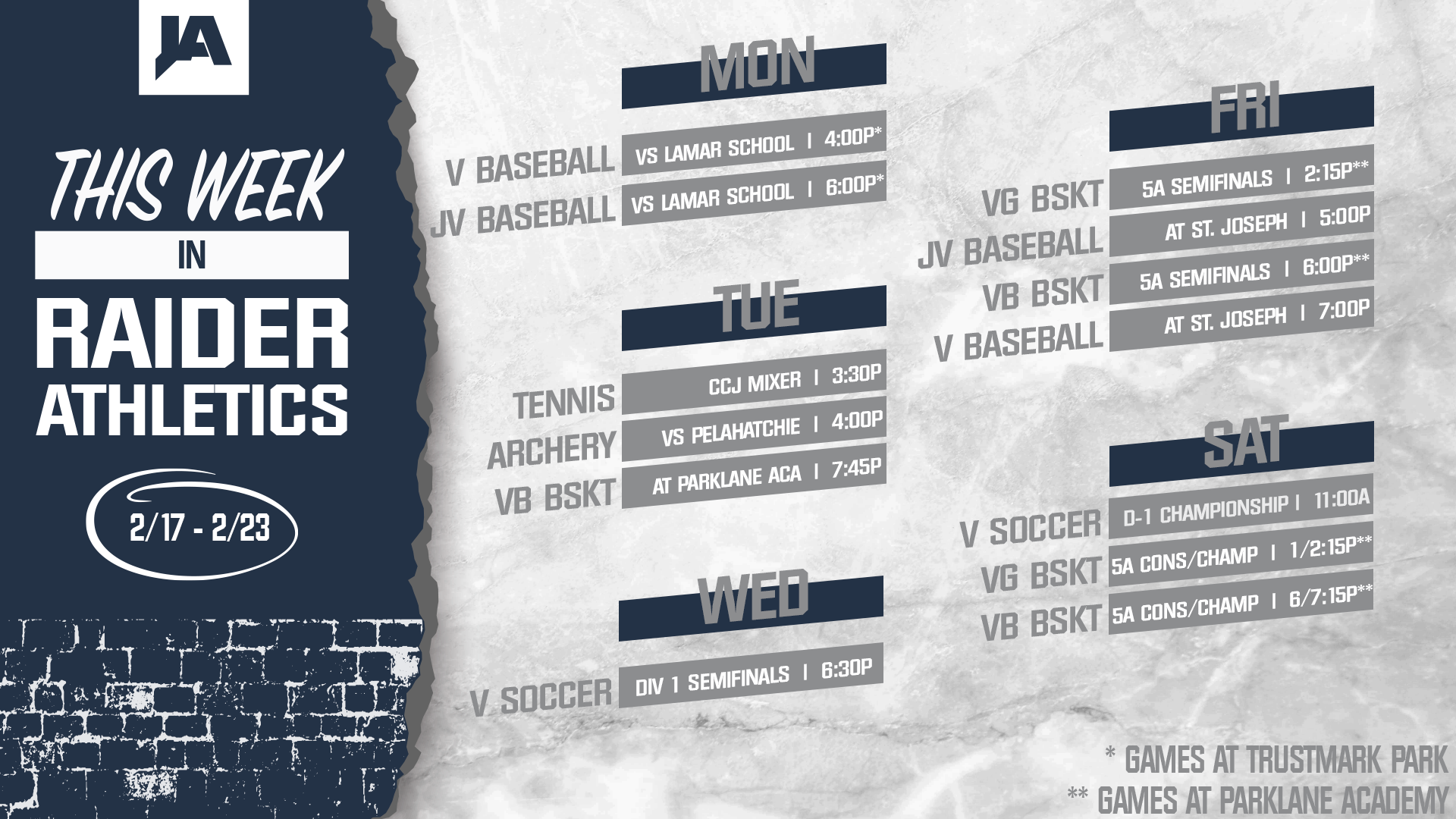 This Week in JA Athletics