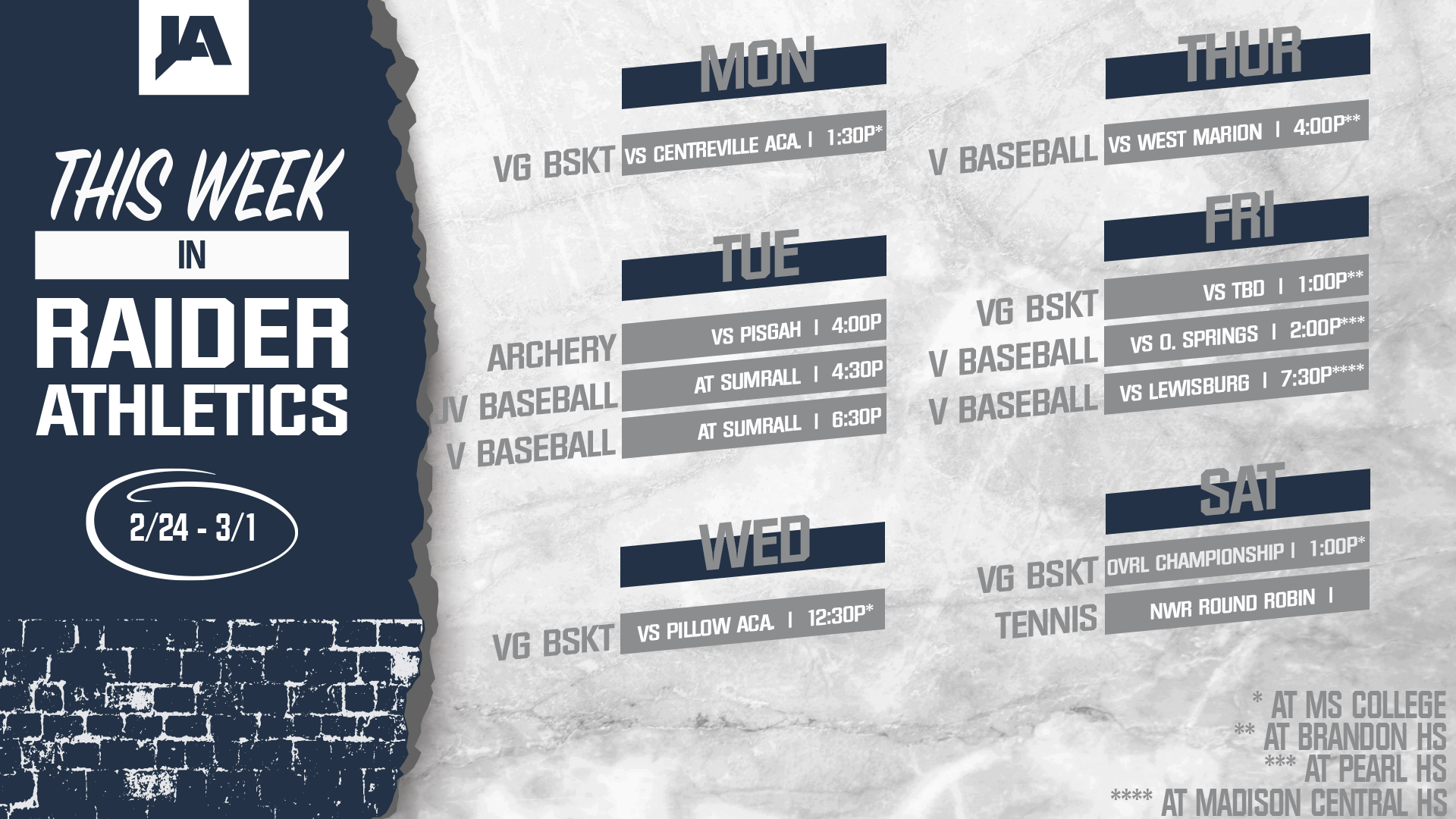 This Week in JA Athletics