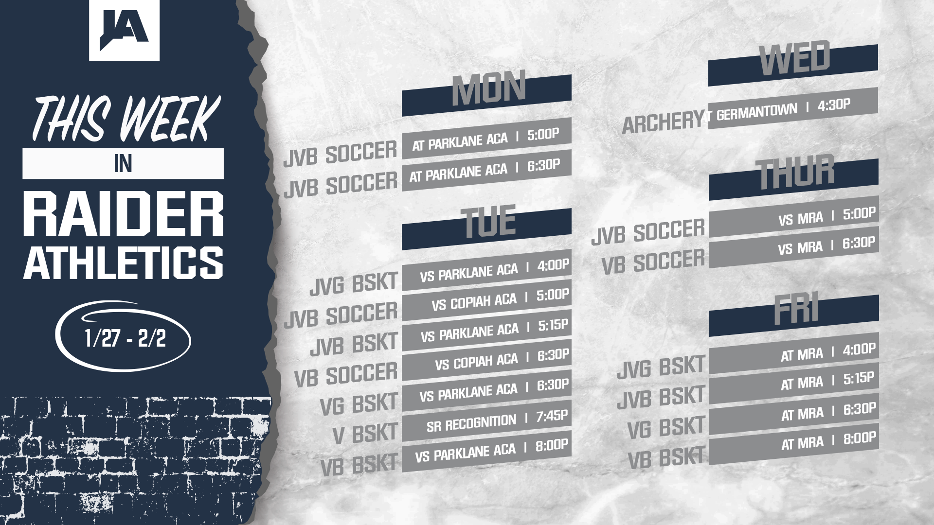 This Week in JA Athletics