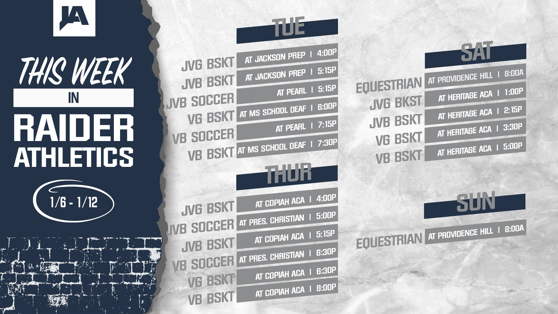 This Week in JA Athletics