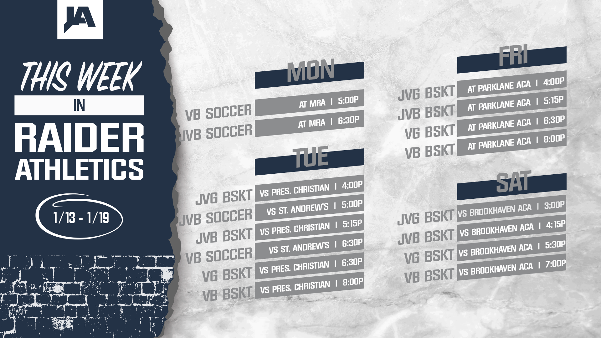 This Week in JA Athletics