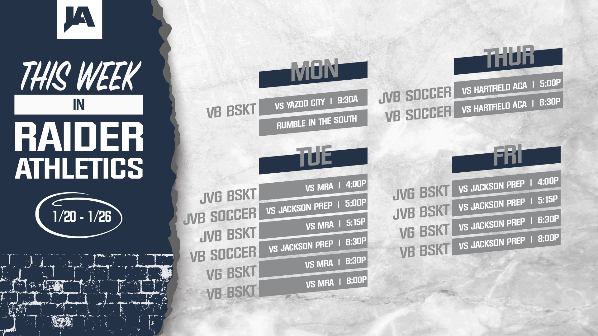 This Week in JA Athletics