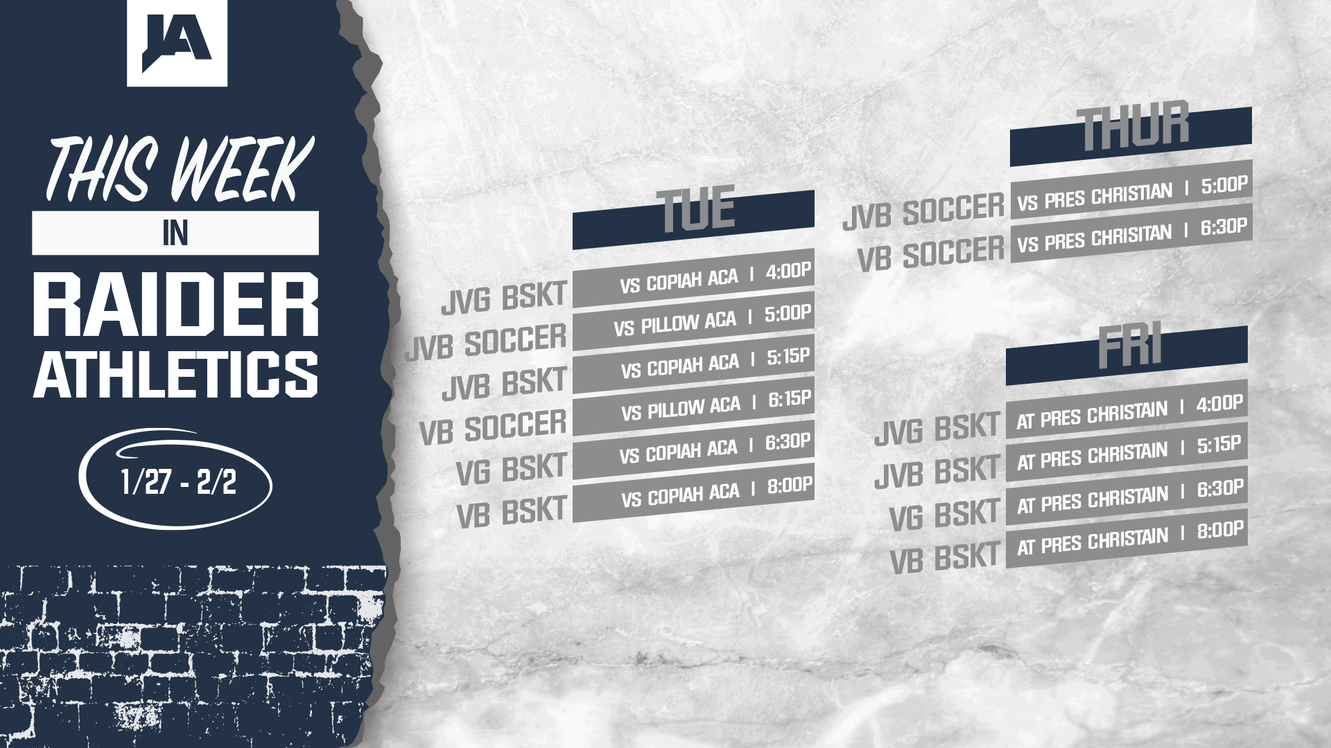 This Week in JA Athletics