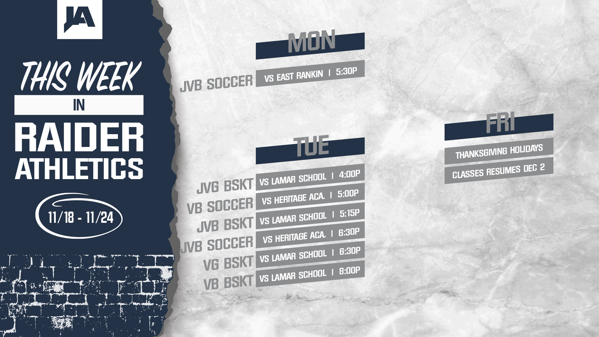 This Week in JA Athletics