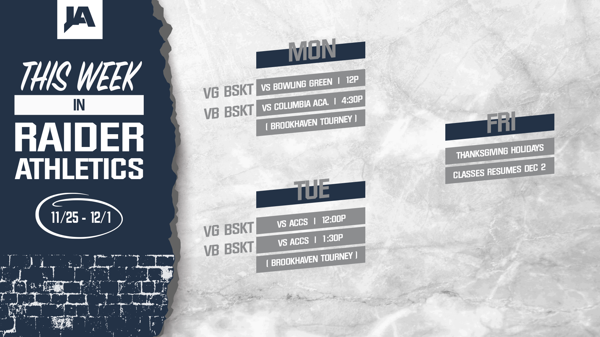 This Week in JA Athletics