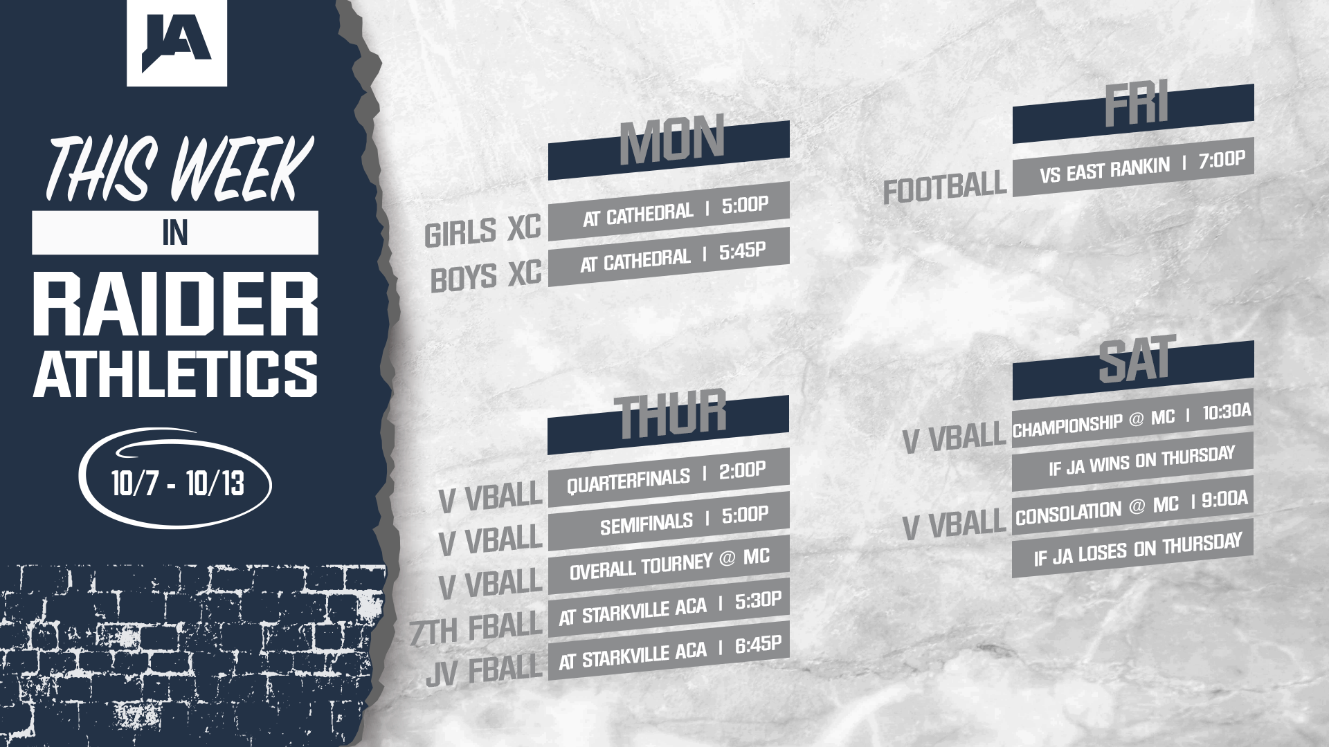 This Week in JA Athletics