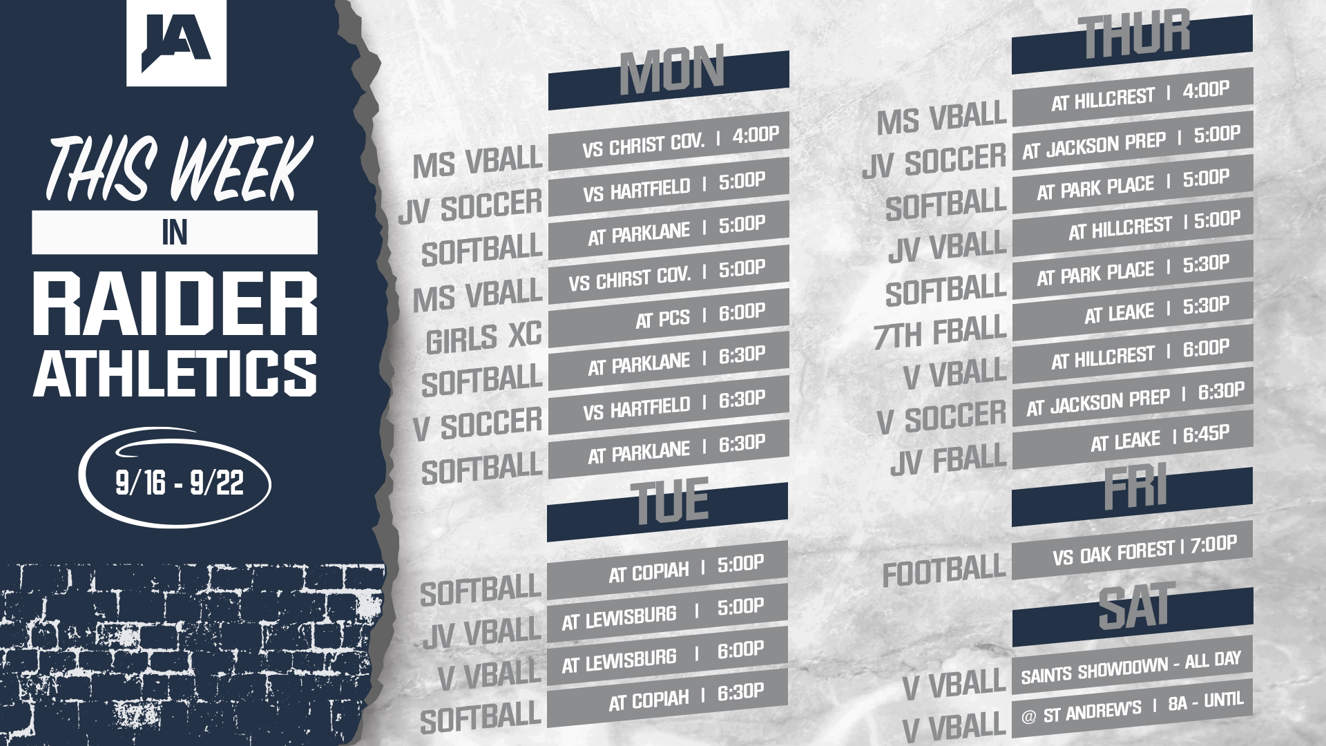 This Week in JA Athletics