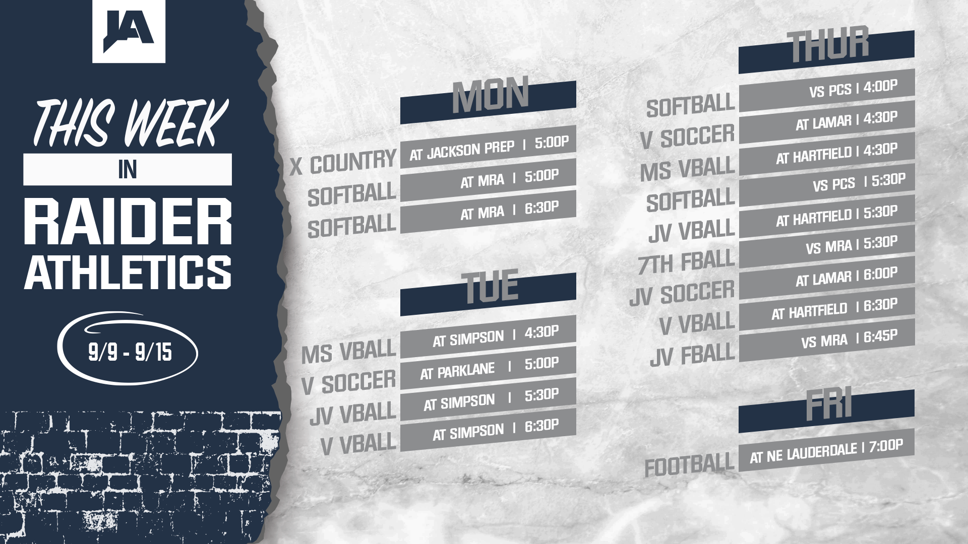 This Week in JA Athletics